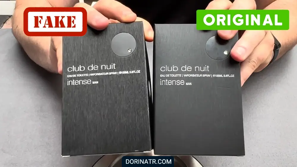 توجه به جعبه عطر - نحوه تشخیص اصل از تقلبی عطر کلاب د نایت اینتنس + ویدئو - Armaf Club de Nuit Intense Fake VS Real - درین عطر